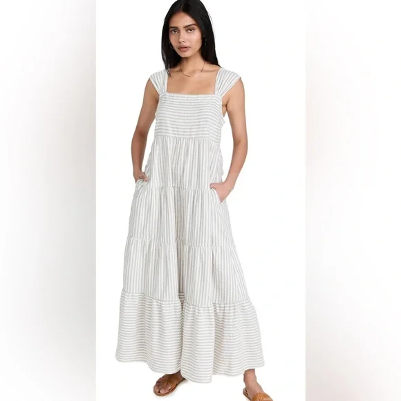 Madewell Black and White Ruffled Tiered Maxi Sundress - Picture 2 of 7